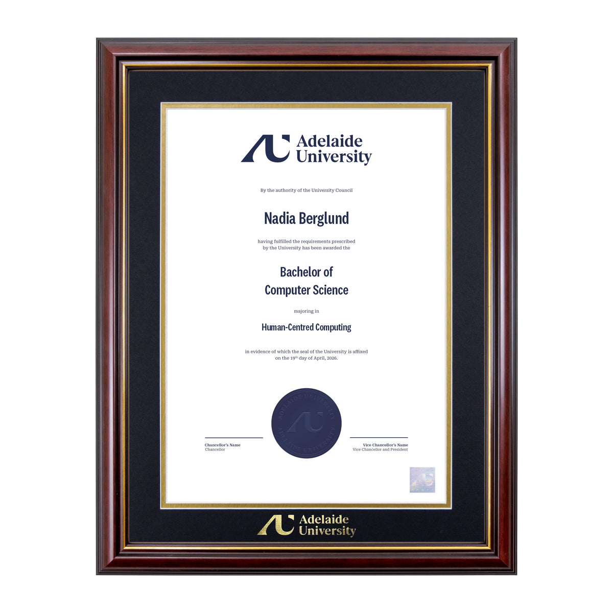 Grand Capri Single Certificate Frame - Adelaide University