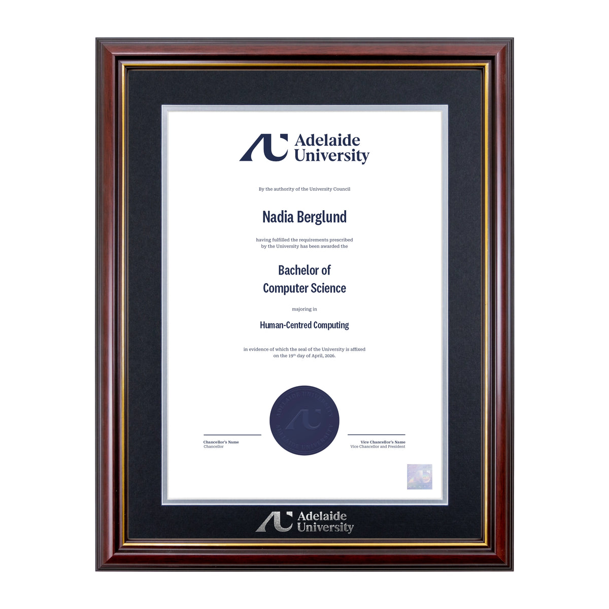 Grand Capri Single Certificate Frame - Adelaide University
