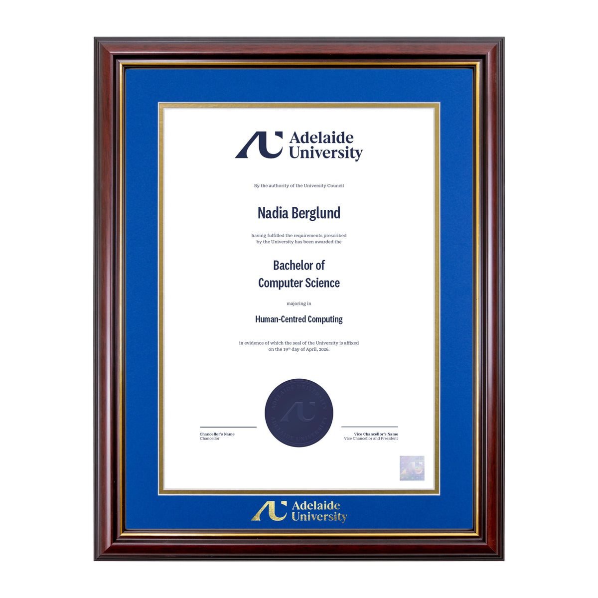 Grand Capri Single Certificate Frame - Adelaide University