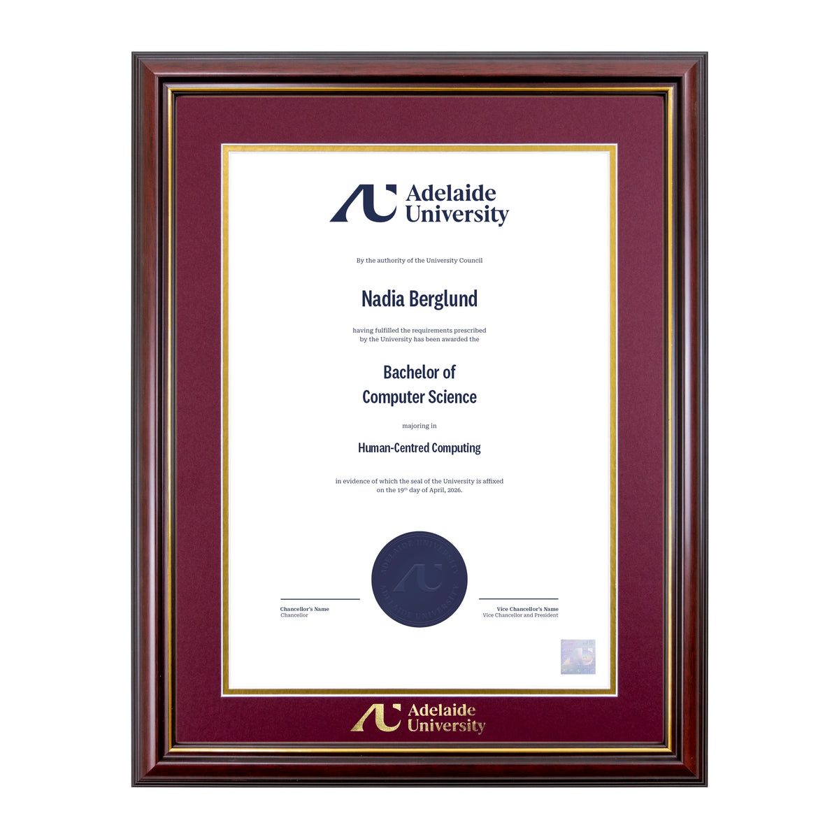 Grand Capri Single Certificate Frame - Adelaide University