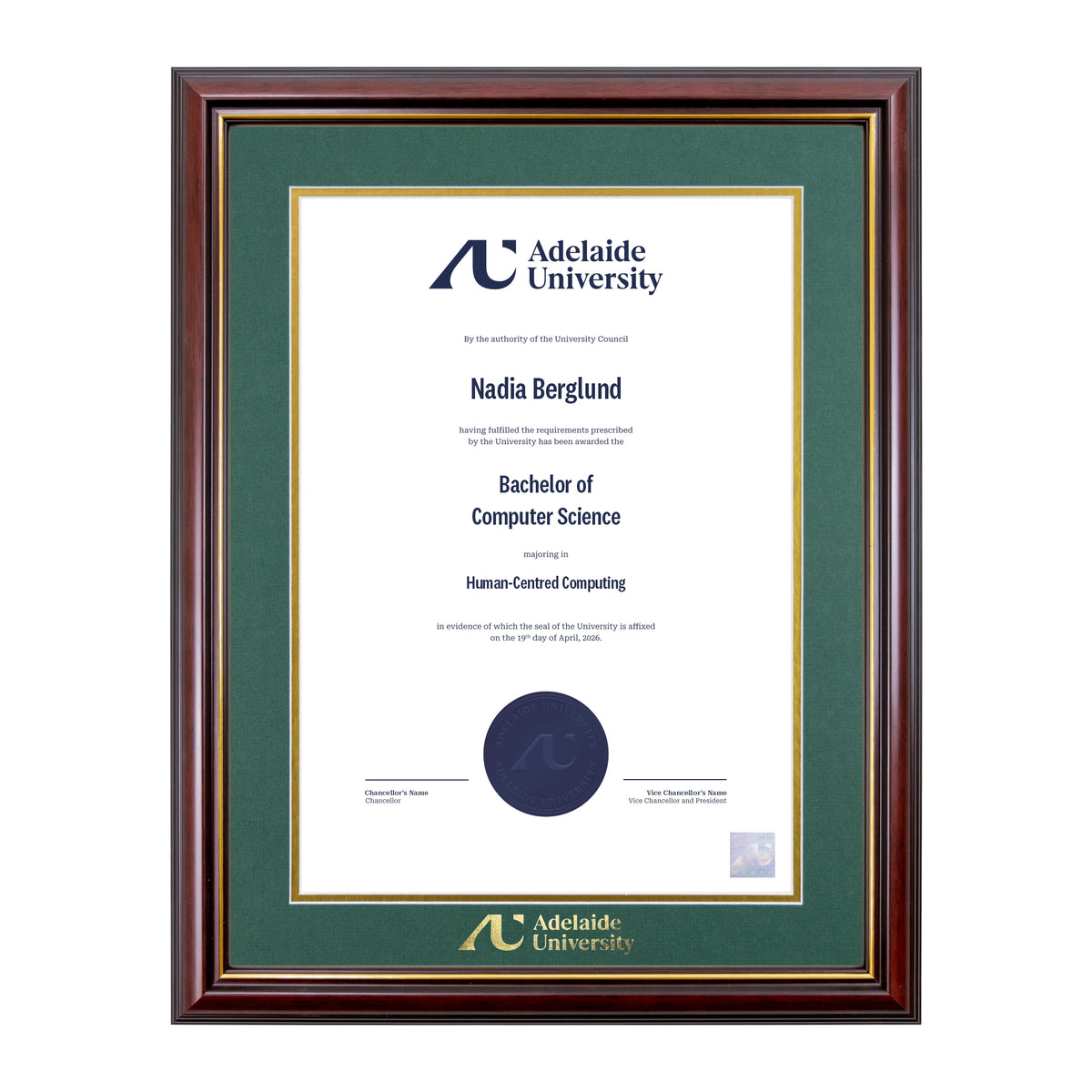 Grand Capri Single Certificate Frame - Adelaide University