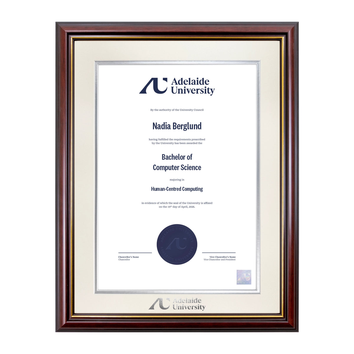 Grand Capri Single Certificate Frame - Adelaide University