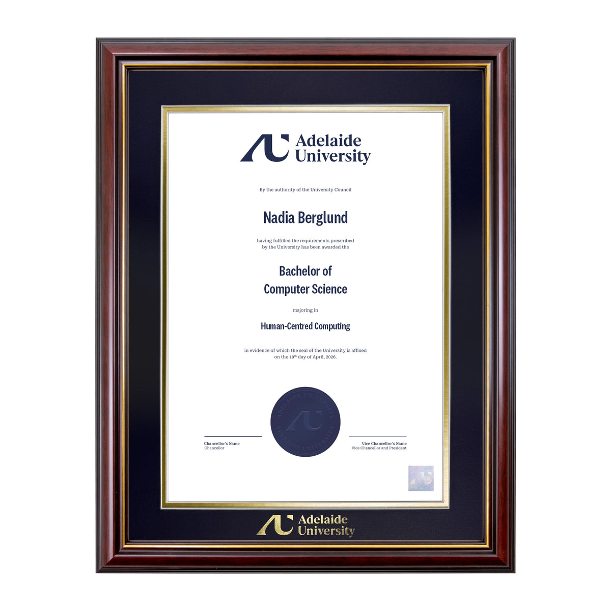Grand Capri Single Certificate Frame - Adelaide University