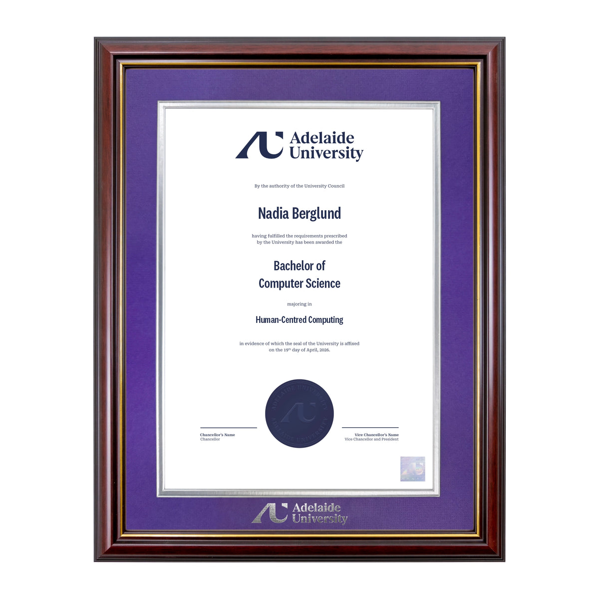 Grand Capri Single Certificate Frame - Adelaide University