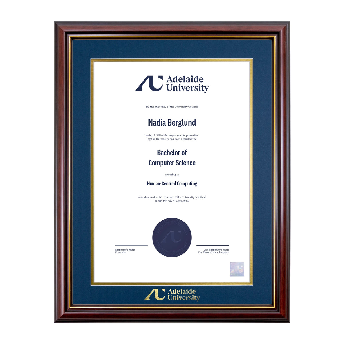 Grand Capri Single Certificate Frame - Adelaide University