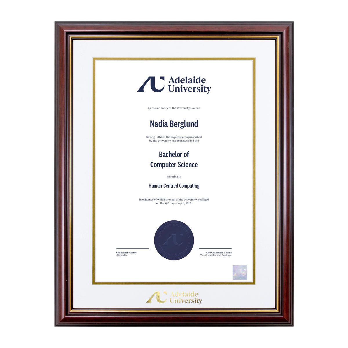 Grand Capri Single Certificate Frame - Adelaide University