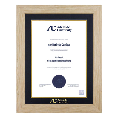 Natural Single Certificate Frame- Adelaide University