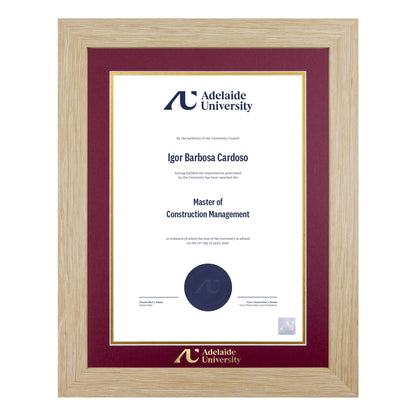 Natural Single Certificate Frame- Adelaide University