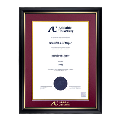 Premium Gold Single Certificate Frame - Adelaide University