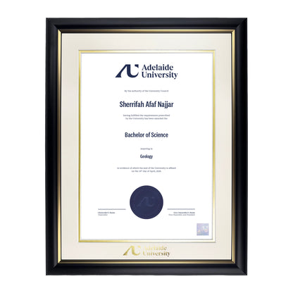 Premium Gold Single Certificate Frame - Adelaide University