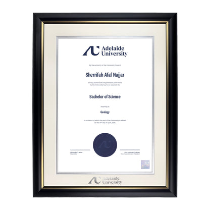Premium Gold Single Certificate Frame - Adelaide University