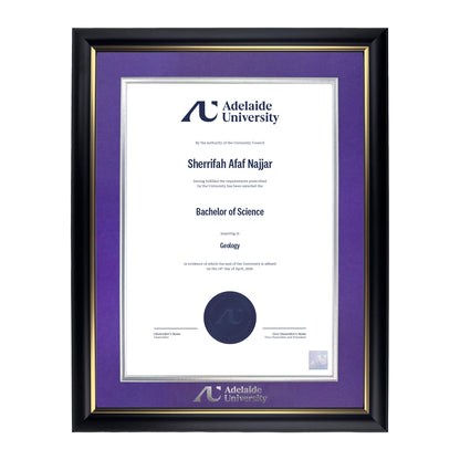 Premium Gold Single Certificate Frame - Adelaide University