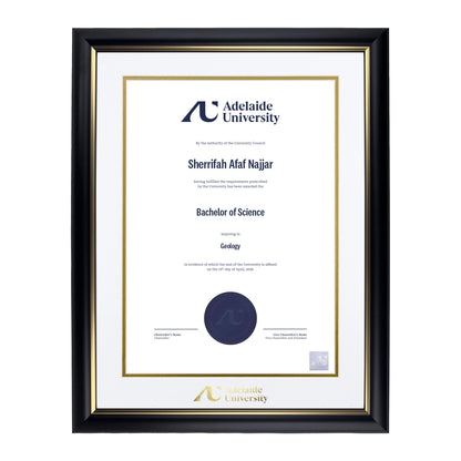 Premium Gold Single Certificate Frame - Adelaide University