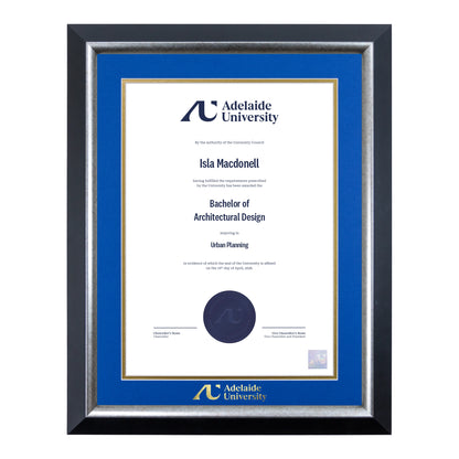 Premium Silver Single Certificate Frame - Adelaide University