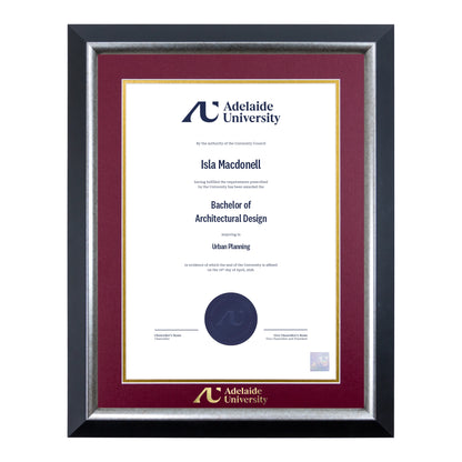 Premium Silver Single Certificate Frame - Adelaide University