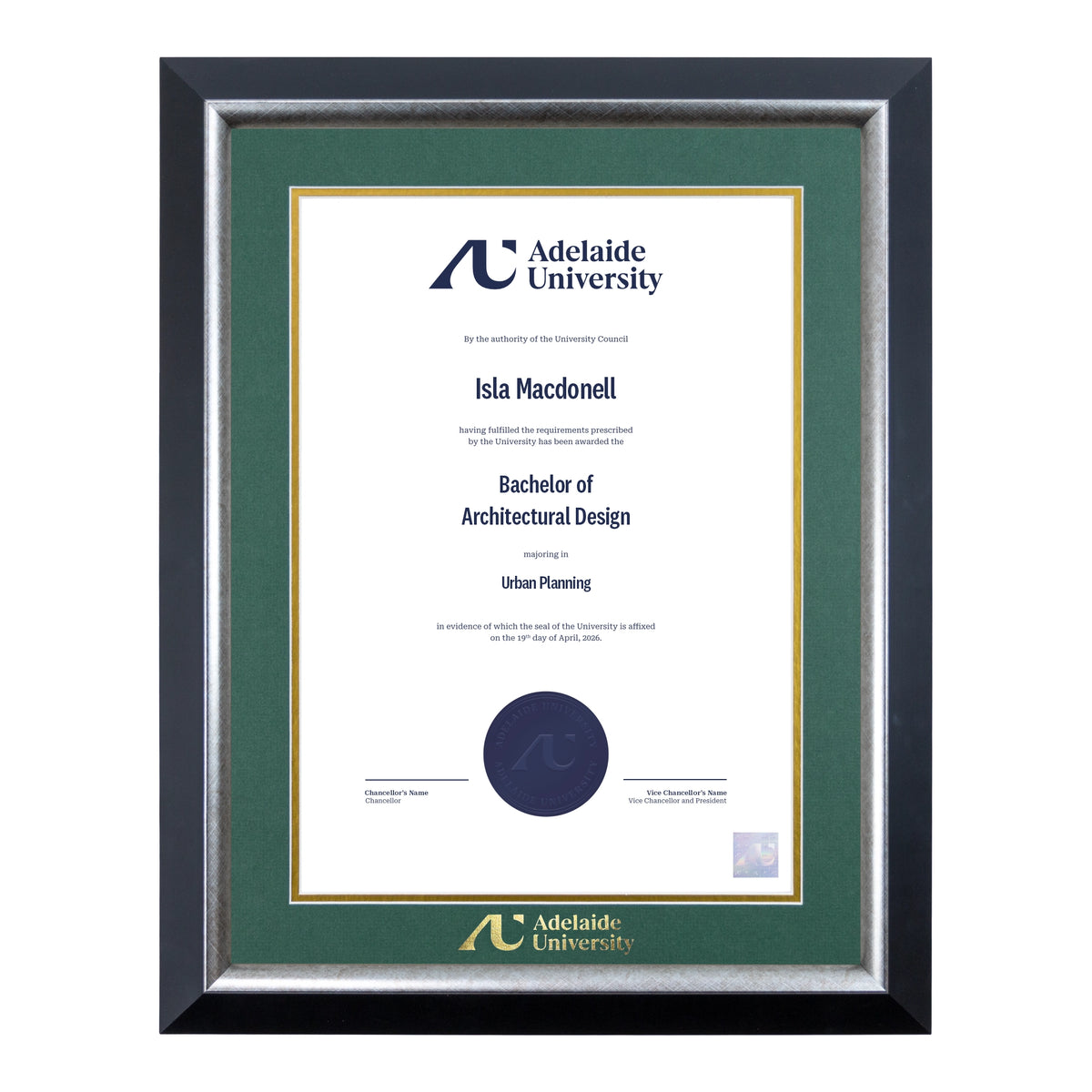 Premium Silver Single Certificate Frame - Adelaide University
