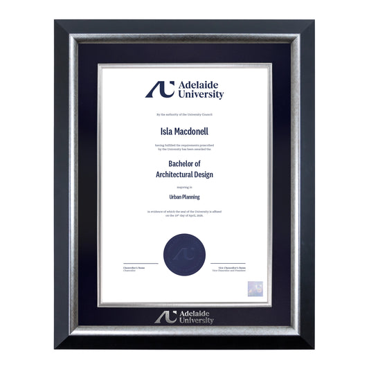 Premium Silver Single Certificate Frame - Adelaide University