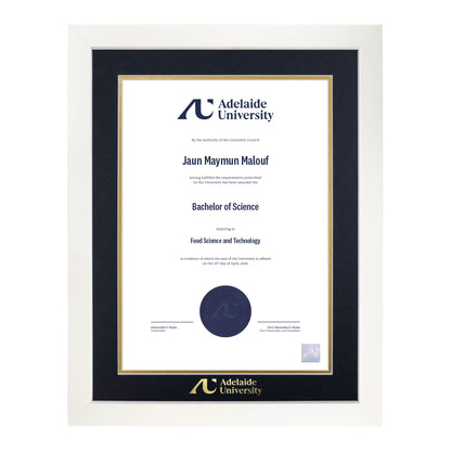 Pristine White Single Certificate Frame - Adelaide University