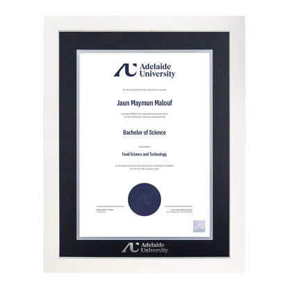 Pristine White Single Certificate Frame - Adelaide University