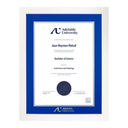 Pristine White Single Certificate Frame - Adelaide University