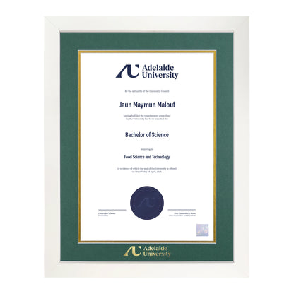 Pristine White Single Certificate Frame - Adelaide University