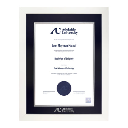 Pristine White Single Certificate Frame - Adelaide University