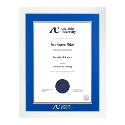 Pristine White Single Certificate Frame - Adelaide University