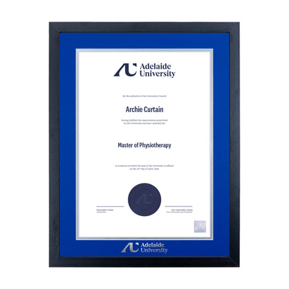 Standard Black Single Certificate Frame - Adelaide University