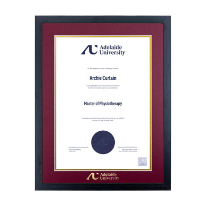 Standard Black Single Certificate Frame - Adelaide University