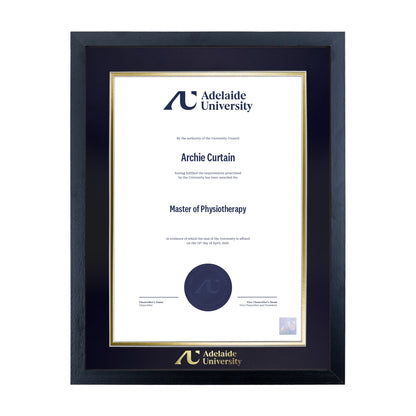 Standard Black Single Certificate Frame - Adelaide University