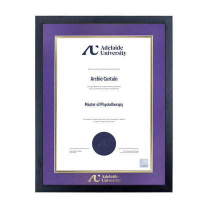 Standard Black Single Certificate Frame - Adelaide University