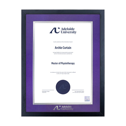 Standard Black Single Certificate Frame - Adelaide University