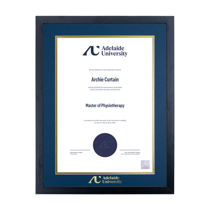 Standard Black Single Certificate Frame - Adelaide University