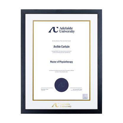 Standard Black Single Certificate Frame - Adelaide University