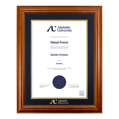 Traditional Timber Single Certificate Frame - Adelaide University