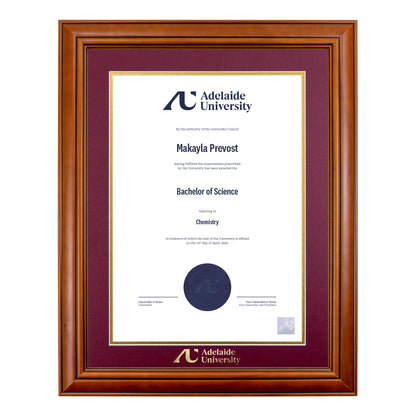 Traditional Timber Single Certificate Frame - Adelaide University