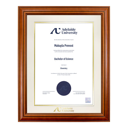 Traditional Timber Single Certificate Frame - Adelaide University