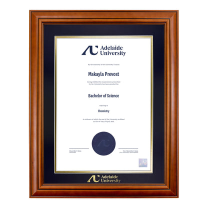 Traditional Timber Single Certificate Frame - Adelaide University