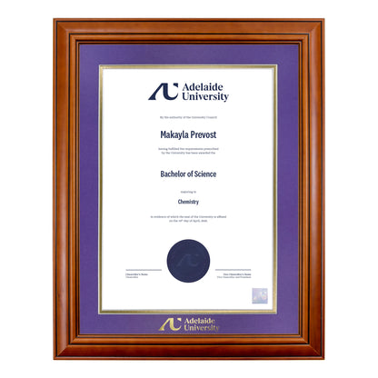 Traditional Timber Single Certificate Frame - Adelaide University