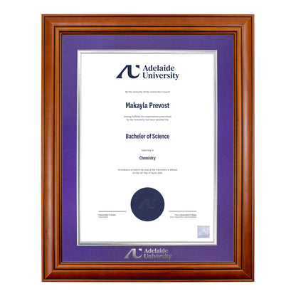 Traditional Timber Single Certificate Frame - Adelaide University
