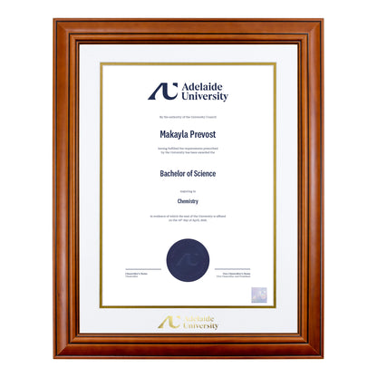 Traditional Timber Single Certificate Frame - Adelaide University
