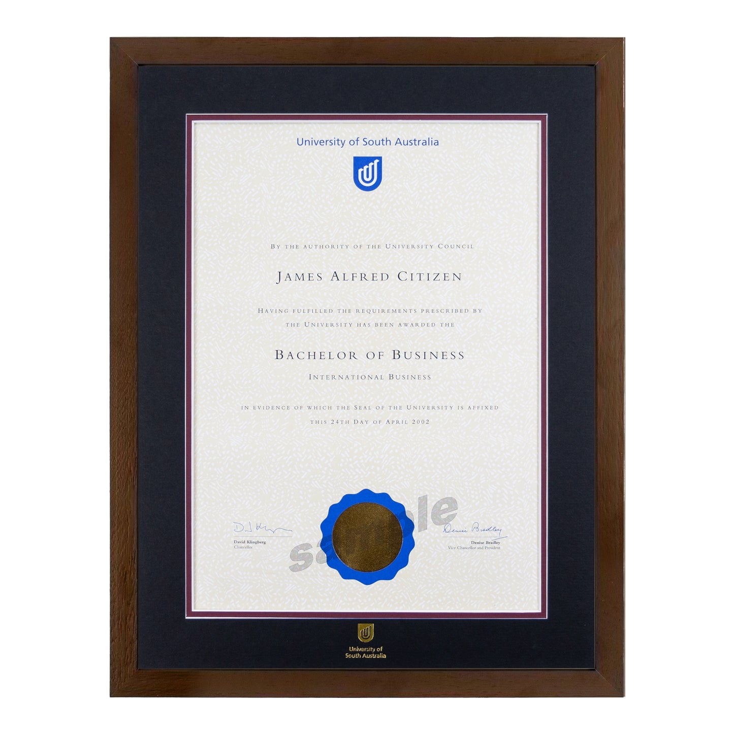 Chocolate Single Certificate Frame - University of South Australia