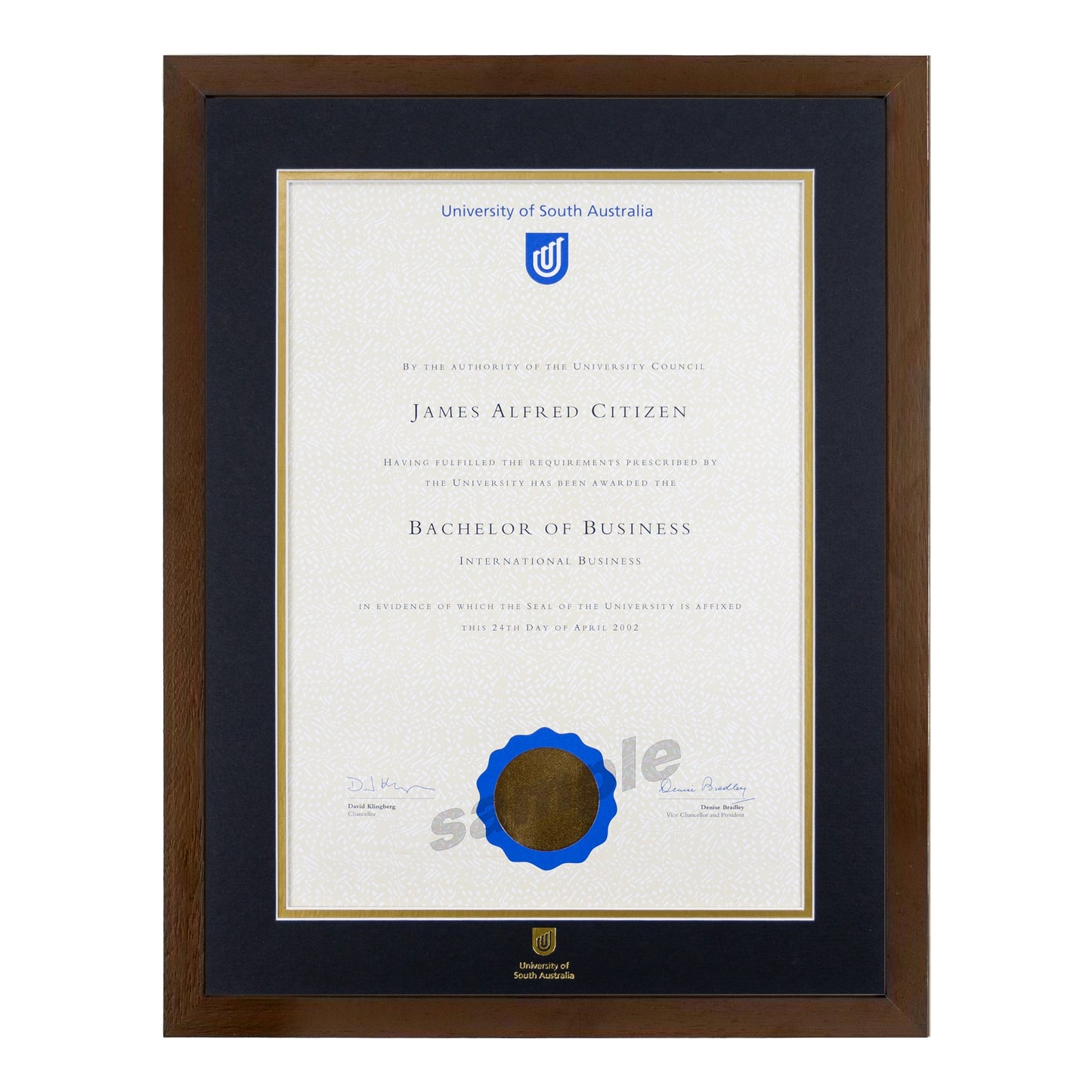 Chocolate Single Certificate Frame - University of South Australia