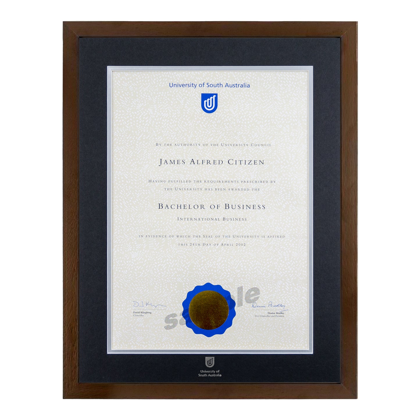 Chocolate Single Certificate Frame - University of South Australia