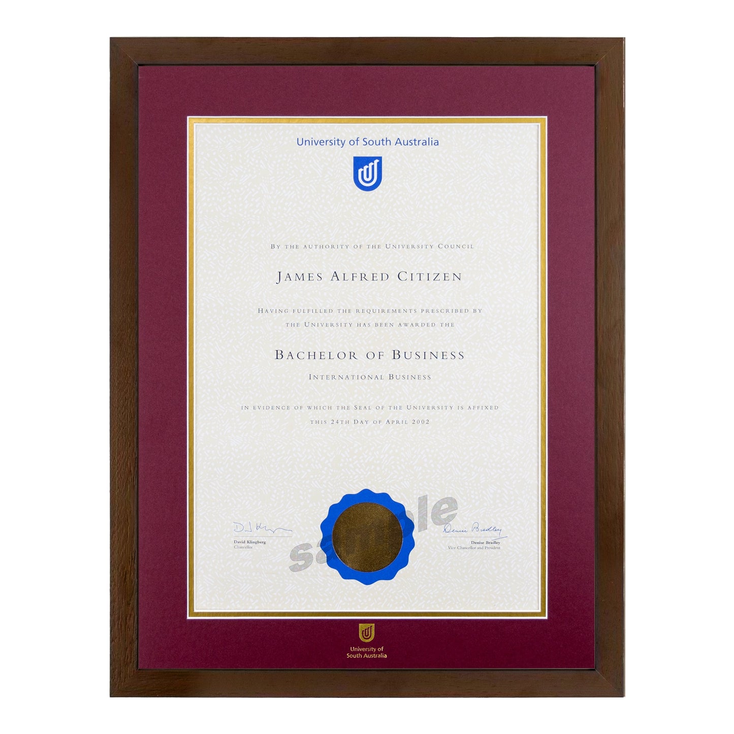 Chocolate Single Certificate Frame - University of South Australia