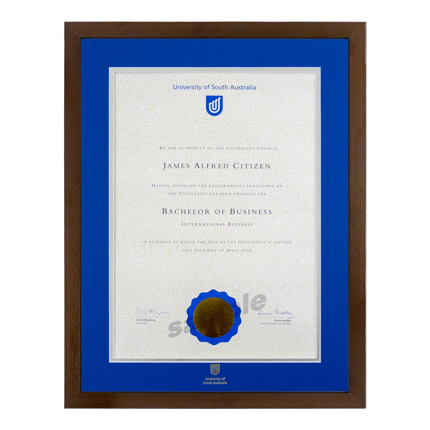 Chocolate Single Certificate Frame - University of South Australia