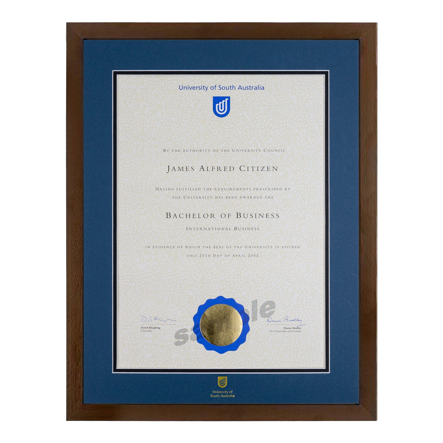 Chocolate Single Certificate Frame - University of South Australia