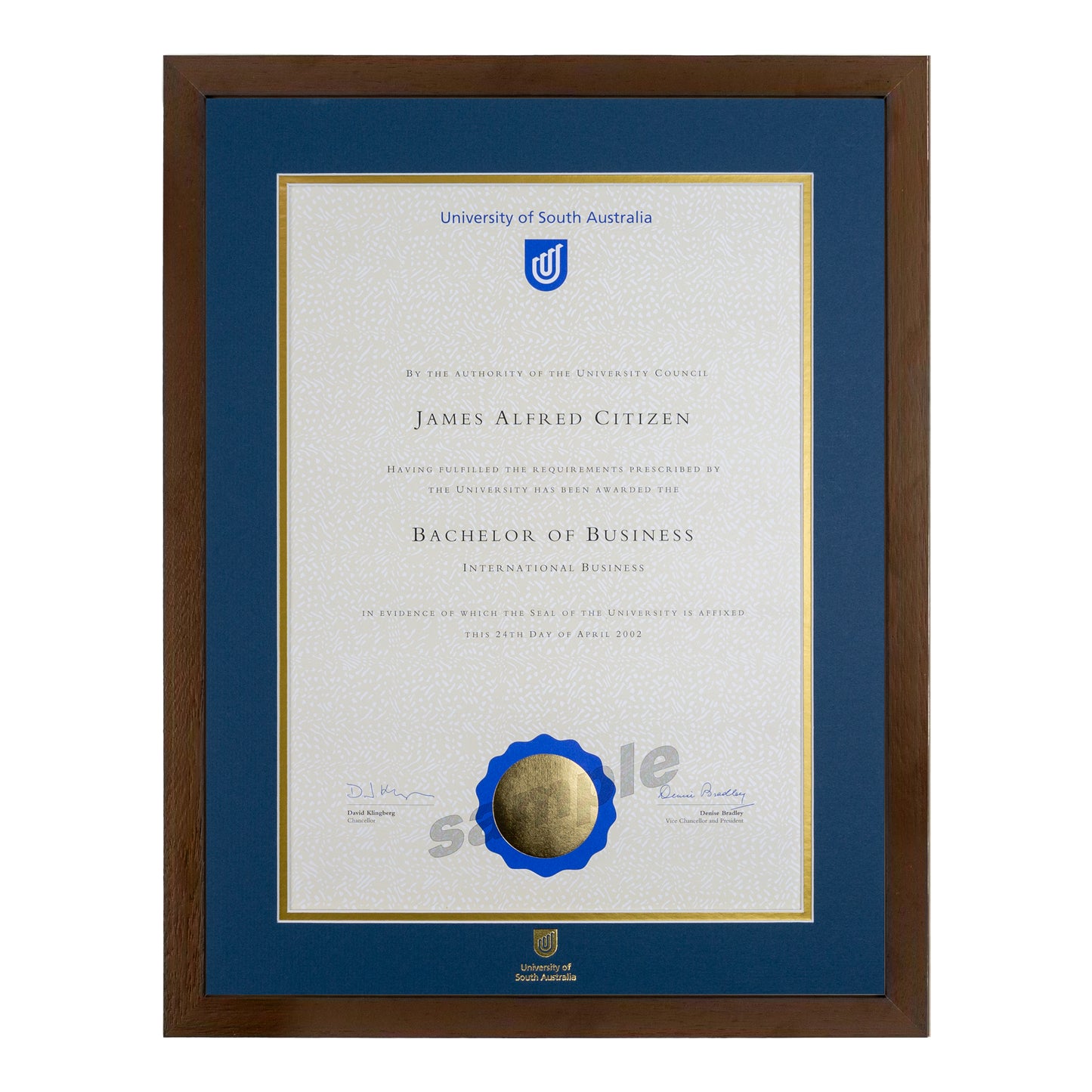 Chocolate Single Certificate Frame - University of South Australia