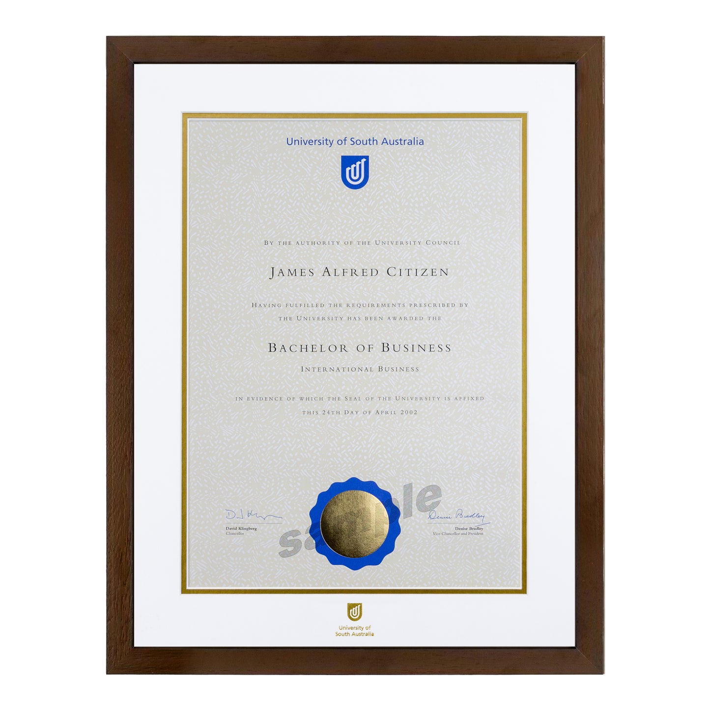 Chocolate Single Certificate Frame - University of South Australia