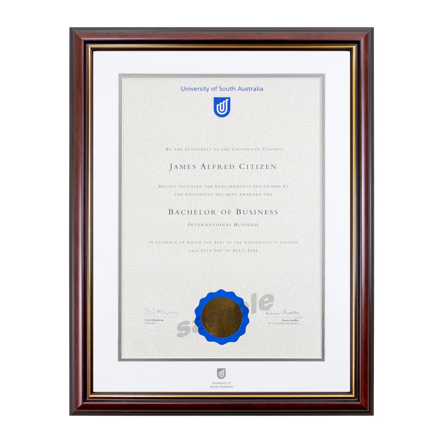 Grand Capri Single Certificate Frame - University of South Australia
